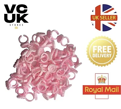 Buy 100 200 Pink Eyelash Glue Ring Holder Heart Individual Eyelashes Extention Cup • 29.99£