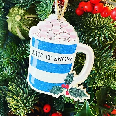 Buy Cornishware Inspired ‘let It Snow’ Wooden Hanging Decoration • 4.50£
