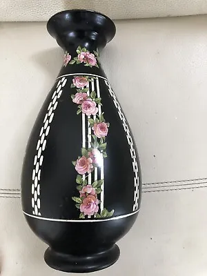 Buy Antique A.G.R & Co, Crown Ducal Ware Vase, Black & White With Floral Design • 50£