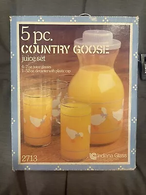 Buy New In Box Indiana Glass - Country Goose Decanter - 4 Glasses - Vintage • 28.89£