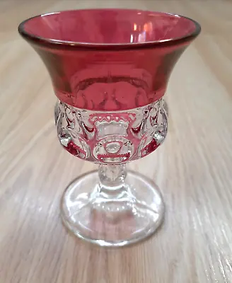 Buy Vintage Tiffin Kings Crown Thumbprint Cranberry Wine Glass • 7.99£