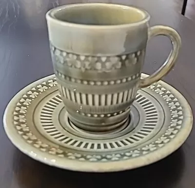 Buy Wade Co Armagh Irish Porcelain Green/Blue Demitasse Cup & Saucer Made In Ireland • 32.26£