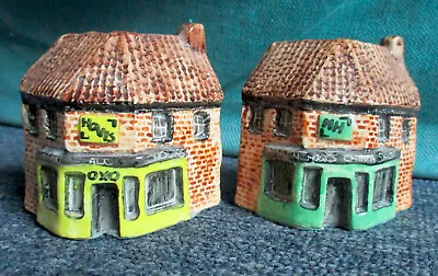 Buy 2 Miniature Tey Pottery Corner Shop Houses 2.1/2 Inches Tall • 3£
