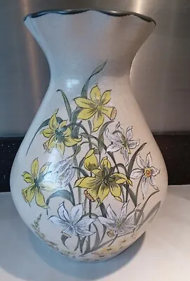 Buy Purbeck Pottery Vase Daffodil Flower Design Heavy Poole England • 20.99£