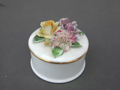 Buy Vintage Crown Staffordshire Fine Bone China Trinket  Dish With Flower Lid • 2.95£