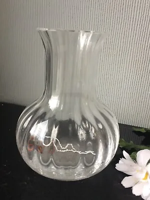 Buy Small Chip -Dartington Glass Ribbed Vase Table Home Low Décor Flowers Vase • 5.50£