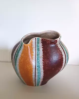 Buy 1950s Zell Schmider West German Organic Shaped Striped Ceramic Vase 4044 • 75£
