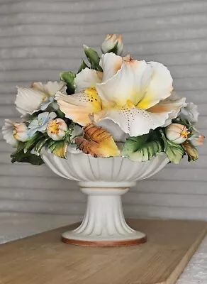 Buy Capodimonte Porcelain Flower Basket Stand * H19cm X W19cm* Stunning Display RARE • 95£