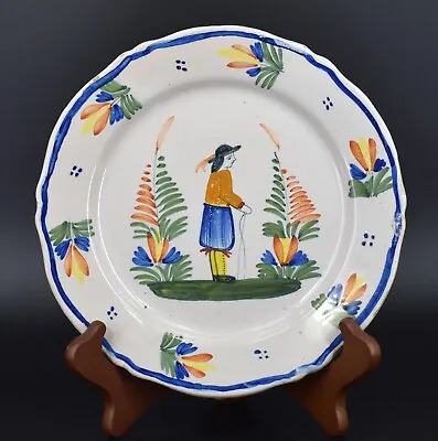 Buy Vintage Henriot Quimper French Faience Breton Man Floral Pottery Dish Bowl • 45.62£