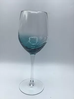 Buy Pier 1 Rare Discontinued Teal Crackle Glass Stemmed Wine Goblet 9  • 17.05£
