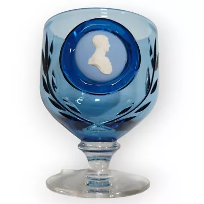 Buy Wedgewood Crystal Goblet Blue Jasperware Cameo Glass Medallion Of Prince Charles • 37.90£