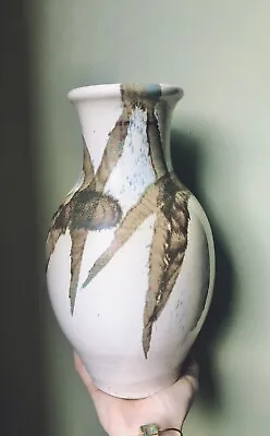 Buy Studio Pottery Vase Stoneware Heavy Vintage Stamped Splatter Glaze • 29.99£
