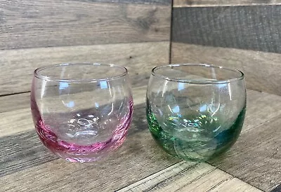 Buy Set Of 2 Glass Candle Holders Green & Pink Optic Swirl Design 3  Tall • 9.47£