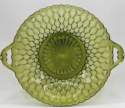 Buy Vintage Indiana Glass Green Handled Shallow Bowl • 11.90£