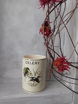 Buy Hand Painted Vintage Celery Pot Vase Kingfisher Birds Brixham Pottery C.1960 • 15£