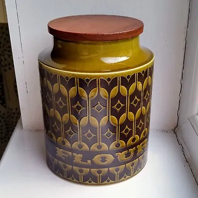 Buy Hornsea Heirloom Green Large Flour Storage Jar 1975 Wooden Lid Vintage Retro  • 29.95£