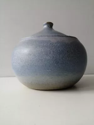 Buy Rustic Smokey  Blue & Pink Glaze Vintage Studio Pottery Pot With Lid • 24£