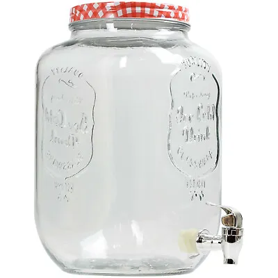 Buy 8 Litre Glass Party Beverage Drinks Dispenser Jug Juice Jar Tap Cocktail Water • 17.95£