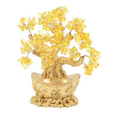 Buy 1x Feng Shui Large Money Tree Crystal Gemstone Bonsai Wealth Blessing Ornament • 19£