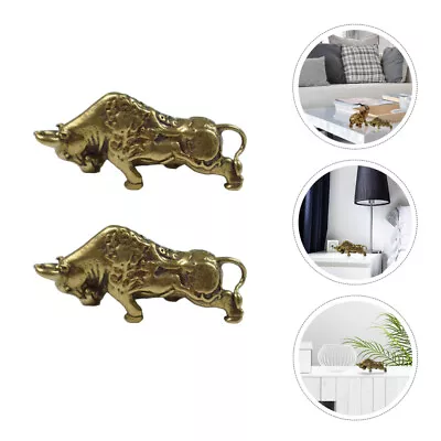 Buy  2 Pcs Ornaments Copper Chinese Zodiac Fengshui Wealth Brass Bull Figurines • 7.99£