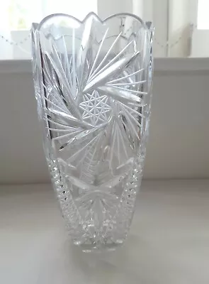 Buy Glass Vase Heavy Cut Glass Vintage Decorative Vase 1072g Perfect Condition • 9.99£