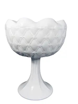 Buy Indiana Glass Candy Compote Fruit Dish Bowl/Planter Quilted Diamond White 9 Tall • 40.04£