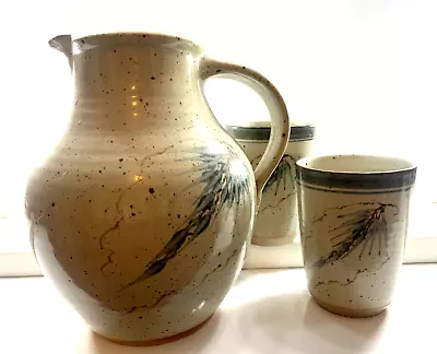 Buy Vintage Scottish Scotland Argyll Pottery Jug Or Pitcher And Two Matching Beakers • 75£