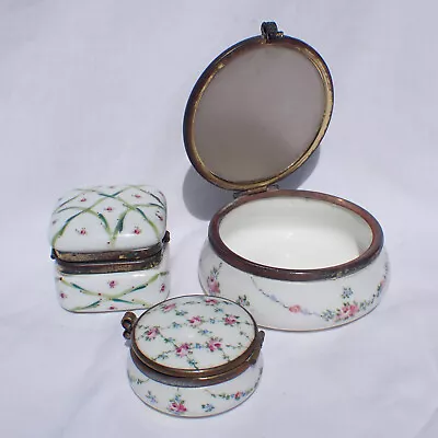 Buy Three Antique Vintage French Hand Painted Sevres Style Trinket Boxes • 64.95£