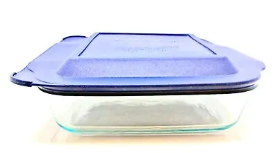 Buy Pyrex Casserole Dish With Lid Clear,Blue Plastic Lid,8  X 8 ,Made In USA • 28.44£
