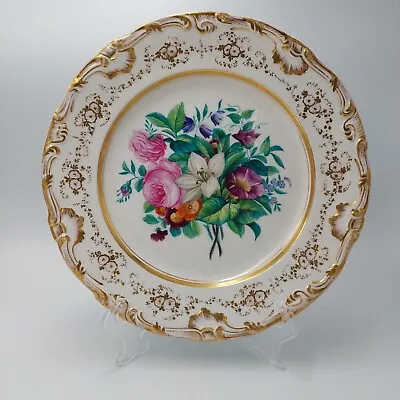 Buy Antique KPM Berlin Porcelain Floral German Hand Painted Gilt Plate STUNNING • 281.32£