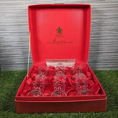 Buy Set Of 6 ROYAL BRIERLEY BRUCE Cut Crystal Sherry Port Wine Glasses 9.5cm Tall  • 39.99£