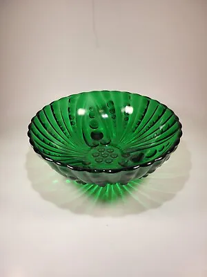 Buy Vintage Anchor Hocking Forest Green Burple Depression Glass Serving Bowl • 14.41£