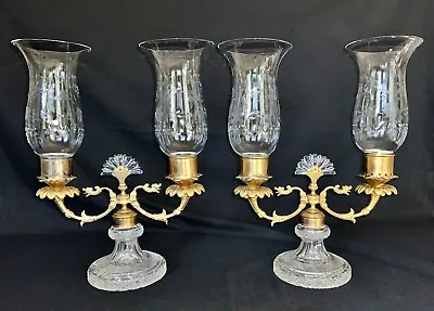 Buy American Brilliant Cut Glass & Bronze Hurricane Candelabra / Replacement Shades • 433.70£