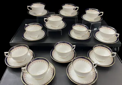 Buy Aynsley LEIGHTON Cobalt Smooth 11 Cup & Saucer Sets  Gold Bands  2 3/8 , Inside • 126.07£