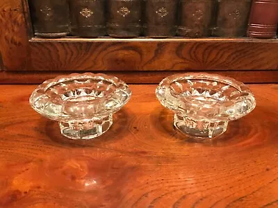 Buy Pair Of Vintage French Pressed Glass Candle Holders • 15£