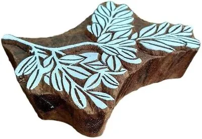 Buy Handmade Wooden Leaf Pottery Stamp Textile Fabric Stamp Printing Block Stamp • 12.34£