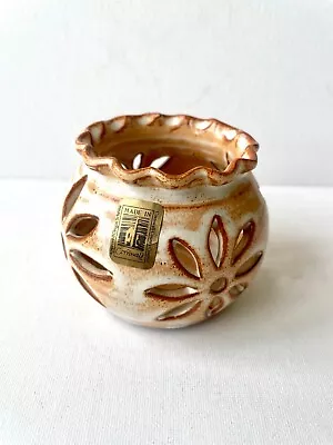 Buy Pierced Pottery Tealight Holder Handmade In Cornwall Charlestown Pottery Signed • 9.95£