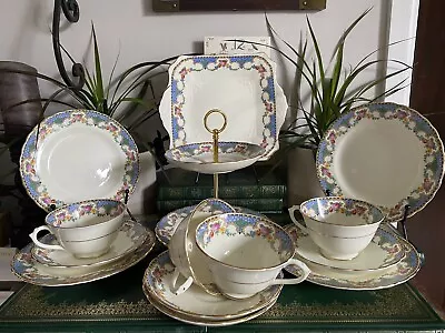 Buy Vintage Tuscan Plant China Afternoon Tea Set Trios, 2 Tier Cake Stand & Plate • 30£