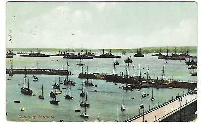Buy Old Friths Postcard 1911 - Torquay Harbour Royal Navy Ships • 2£