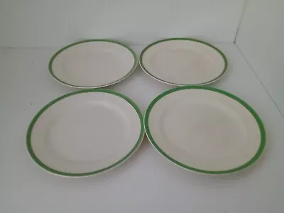 Buy Queens Green Solian Ware Simpsons Pottery 4 Dinner Plates D25cm 1940s • 23£