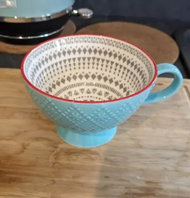 Buy Tesco Kosmo Large Coffee Cup Mug Turquoise Embossed  • 17£