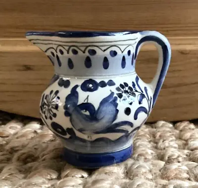 Buy Vintage Small Mini Decorative Blue White Hand Painted Portuguese Pottery Jug • 4.99£