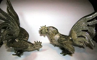 Buy Large Italian Silver Plated Fighting Cockerels. VGC. • 30£