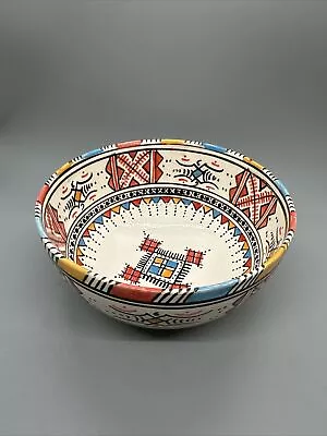 Buy Vintage Serghini Safi Hand Painted Moroccan Pottery Bowl - Colorful! • 24.66£