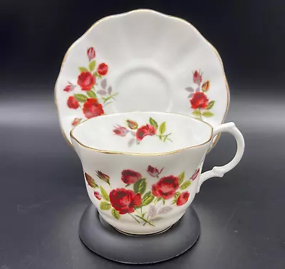 Buy Vintage Rosina Queens Fine Bone China Teacup And Saucer Cabbage Red Rose England • 9.54£