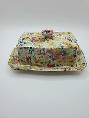 Buy C1935 Royal Winton Grimwades Chintz 'FIREGLOW' Covered Butter Dish UK READ • 53.03£