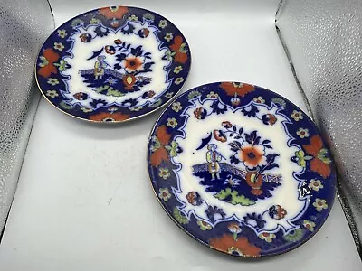 Buy Antique 2 Flo Blue Staffordshire Pottery Pekin Burslem England Chinese Plate • 18.99£