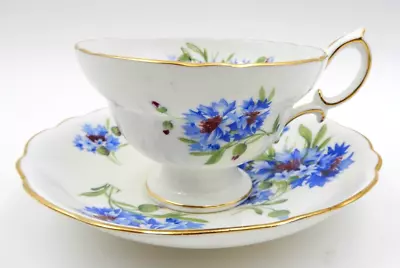 Buy Antique Hammersley Bone China Blue Button Corn Flowers Pattern Tea Cup & Saucer • 17.95£