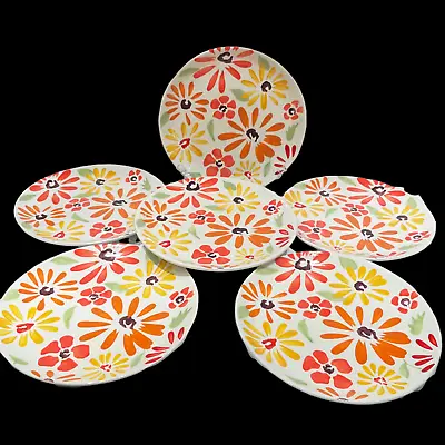 Buy Retro Pier 1 FLOWERS Dinner Plate Red Yellow Orange Daisies Floral Daisy 10 3/4” • 42.26£