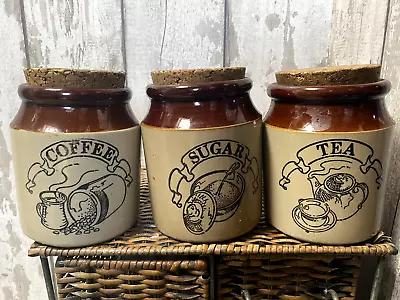 Buy 3x Vintage TEA COFFEE SUGAR Canister Pearsons Chesterfield Stoneware Storage Jar • 39.99£